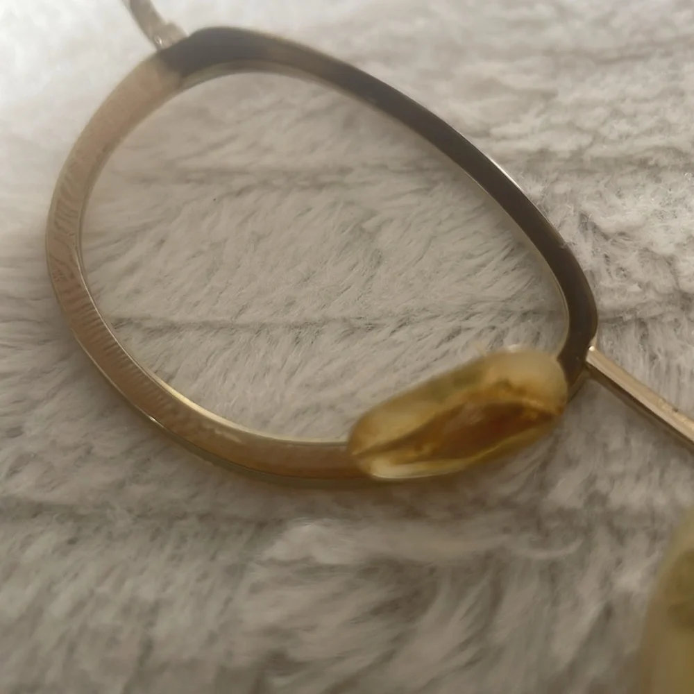 Chanel Cream Semi Half Tortoise Rim Vintage Goldtone Metal Sided Glasses